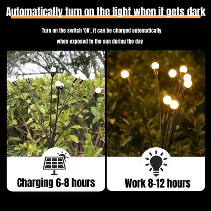 6/8/10 LED Solar Firefly Garden Lights - Waterproof for Patio & Pathway Decor Brownstick