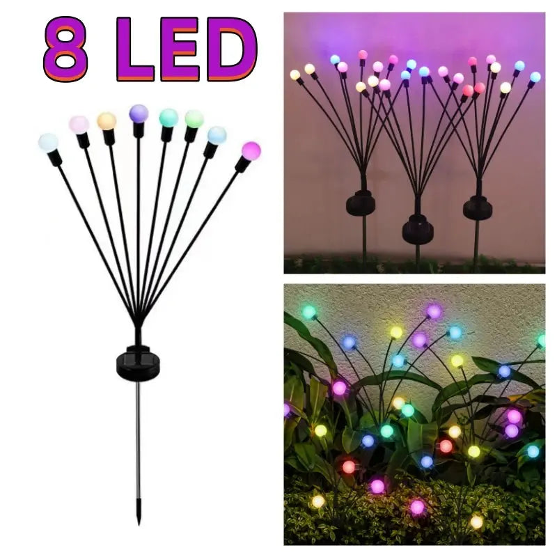 6/8/10 LED Solar Firefly Garden Lights - Waterproof for Patio & Pathway Decor