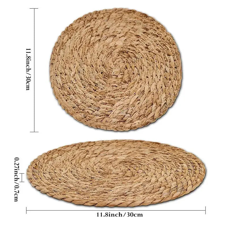 6 pcs Handwoven Round Rattan Placemats