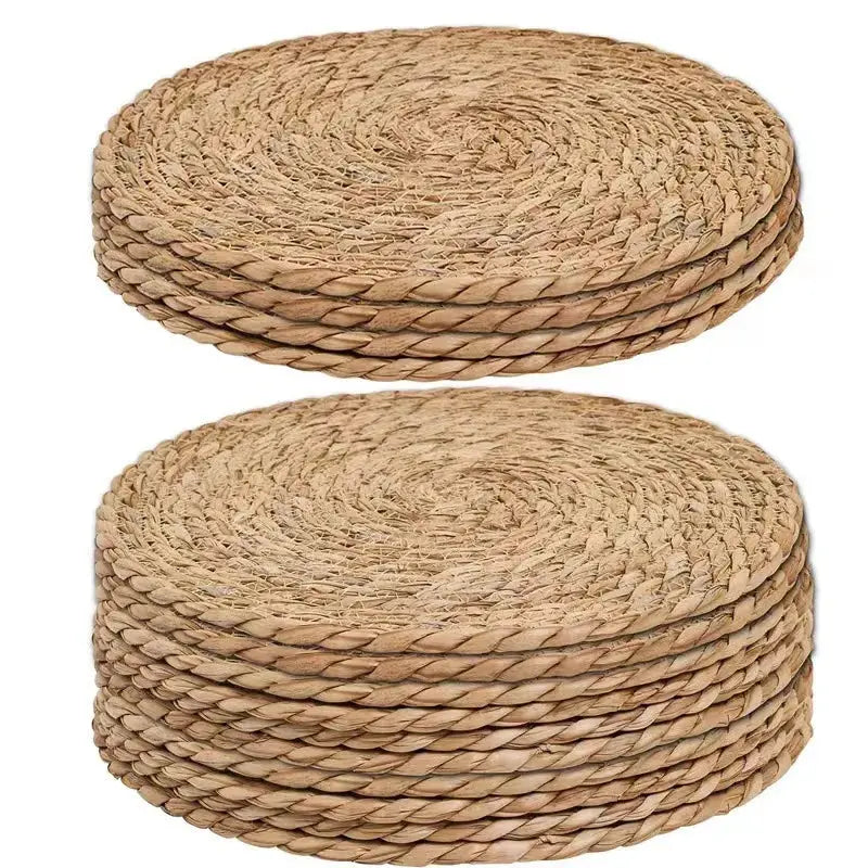 6 pcs Handwoven Round Rattan Placemats – Heat-Resistant Table Mats for Dining Brownstick