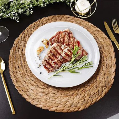 6 pcs Handwoven Round Rattan Placemats – Heat-Resistant Table Mats for Dining Brownstick