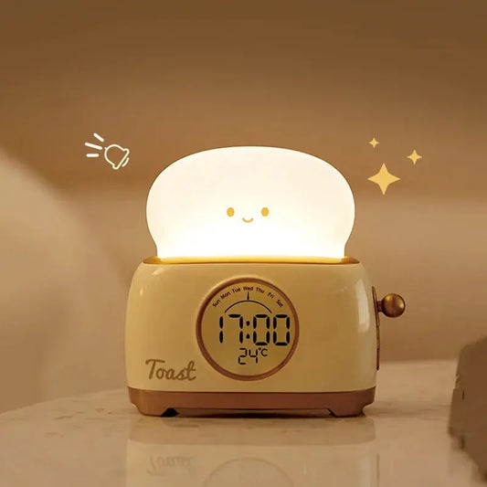 Alarm Clock LED Night Light – Sleep Trainer with Temperature Display Brownstick