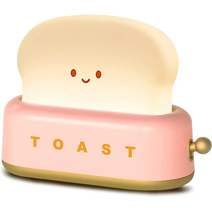 Bread Toast Cartoon LED Night Light - Cute Home Decor Table Lamp with Timer, Portable Tiny Lamp