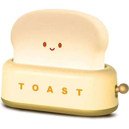 Bread Toast Cartoon LED Night Light - Cute Home Decor Table Lamp with Timer, Portable Tiny Lamp