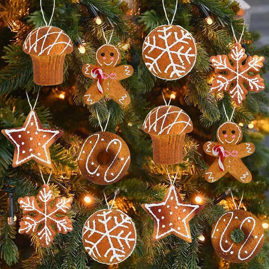 Christmas Tree Hanging Ornaments – Foam Ball, Snowflake, and Gingerbread Man Pendants Brownstick