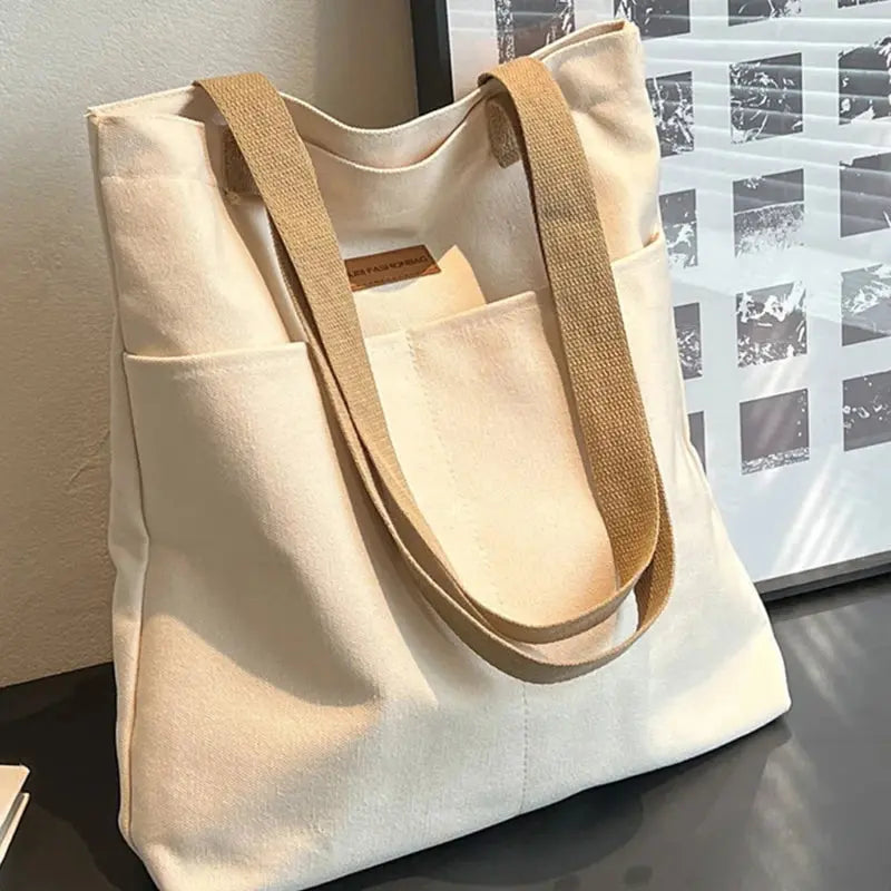 Eco-Friendly Canvas Tote Bag – Large Capacity Shopping & Book Bag Brownstick