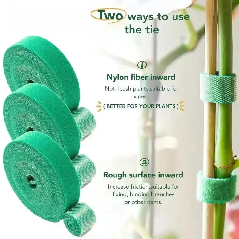 Garden Plant Support Tie – 10MM Self-Adhesive Reusable Nylon Tape Clip Brownstick