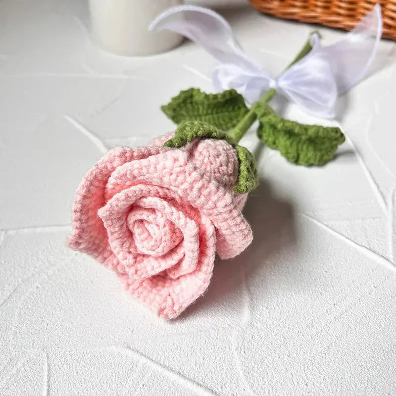 Hand-Knitted Tulip & Rose Crochet Bouquet – Perfect Gift & Home Decor - Brownstick