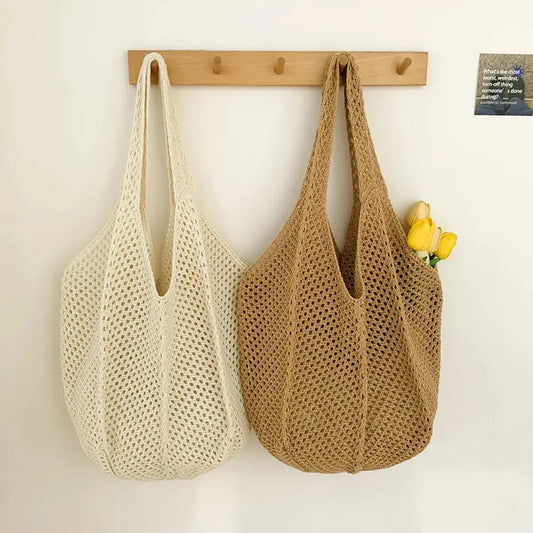 Handmade Straw Shoulder Bag – Wicker Woven Tote for Women’s Summer Beach Style Brownstick