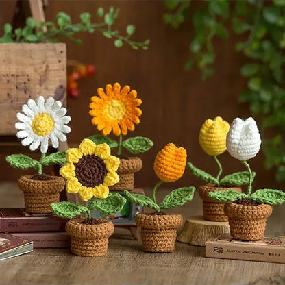 Handmade Sunflower Crochet Flowers Brownstick