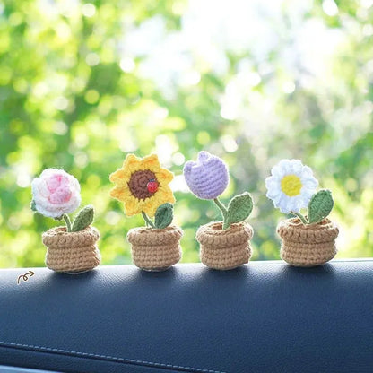 Handmade Sunflower Crochet Flowers Brownstick