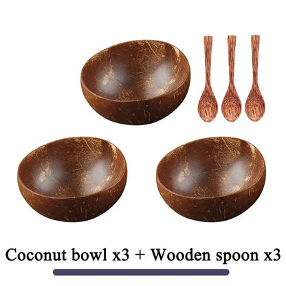 Natural Coconut Bowl - Handmade Wooden Tableware & Spoon