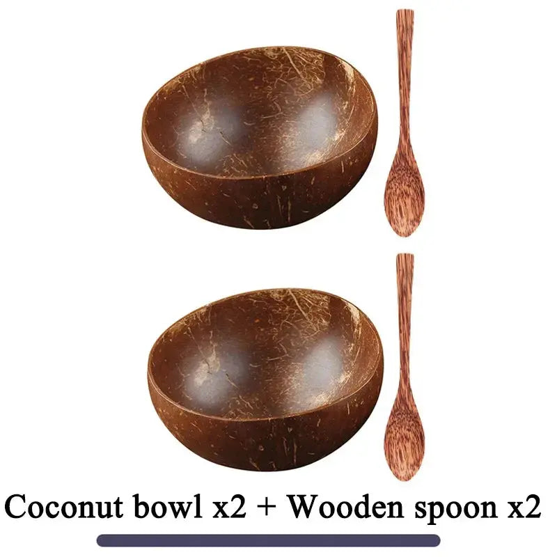 Natural Coconut Bowl - Handmade Wooden Tableware & Spoon