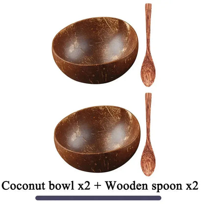 Natural Coconut Bowl - Handmade Wooden Tableware & Spoon