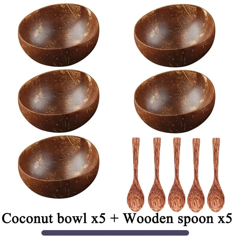 Natural Coconut Bowl - Handmade Wooden Tableware & Spoon