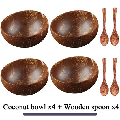 Natural Coconut Bowl - Handmade Wooden Tableware & Spoon