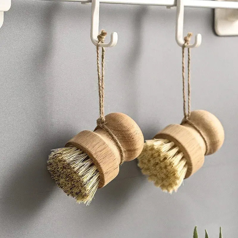 Natural dish cleaning brush wooden handle with Natural Sisal Coconut Kitchen cleaning Brownstick