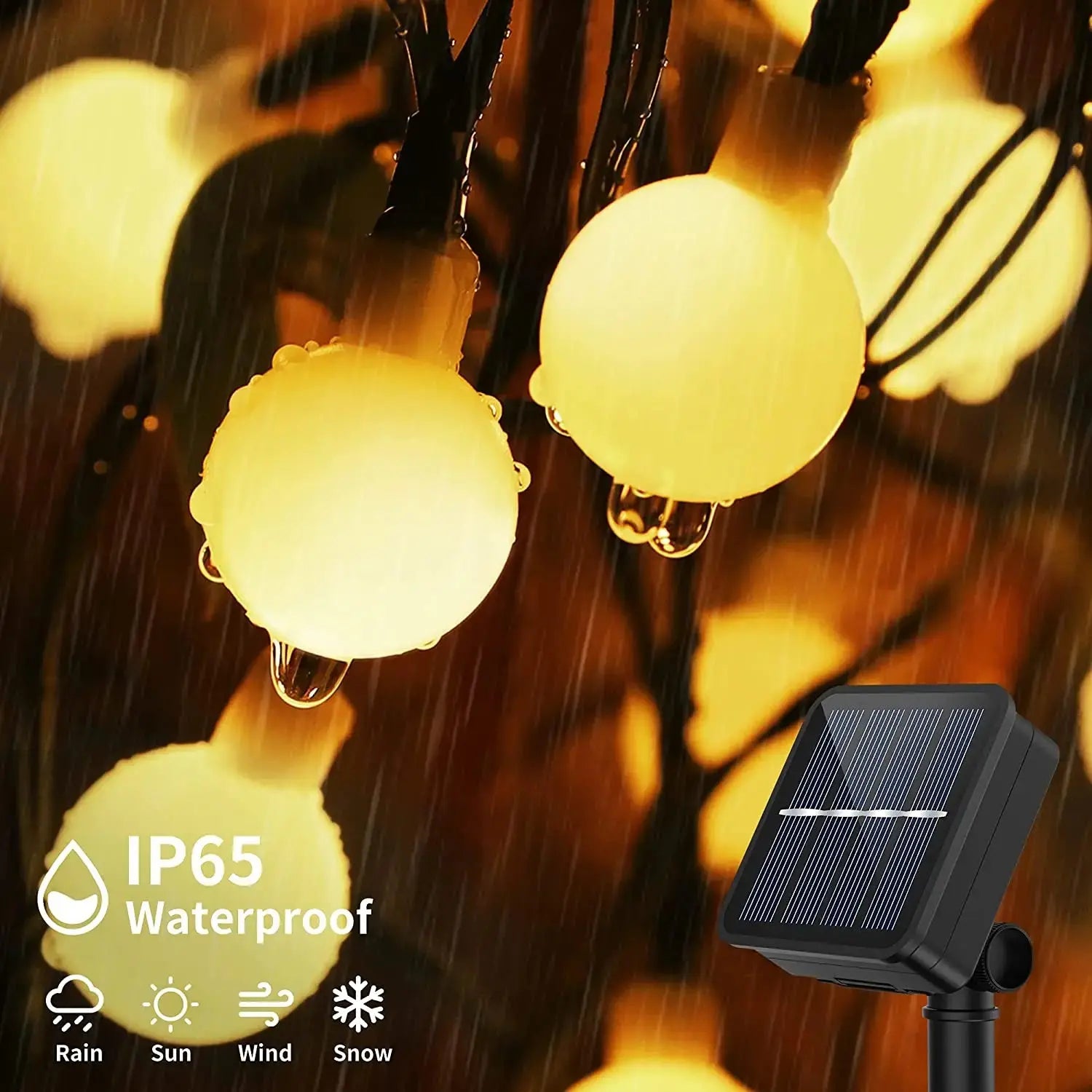 Outdoor Solar String Lights – Modern LED Lights, IP65 Waterproof Brownstick