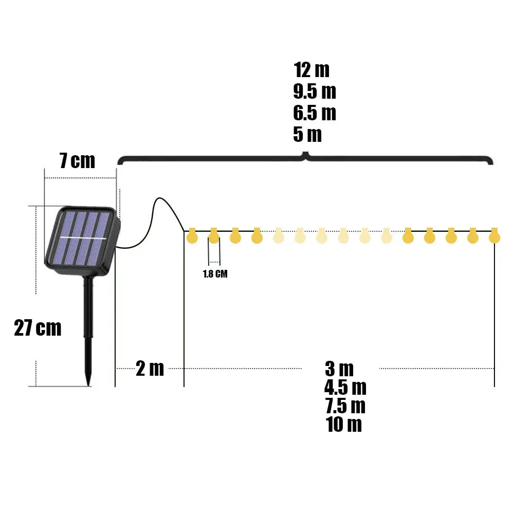 Outdoor Solar String Lights – Modern LED Lights, IP65 Waterproof Brownstick