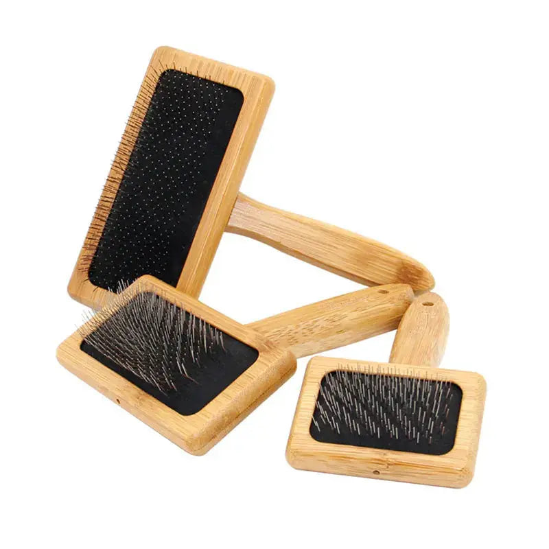 Pet Dog Brush Bamboo Comb Shedding Hair Remove Needle Cat Brush Combs Grooming Tool For Dog Pet Cleaning Supplies Accessories Brownstick