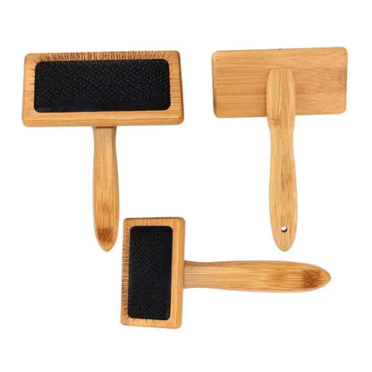 Pet Dog Brush Bamboo Comb Shedding Hair Remove Needle Cat Brush Combs Grooming Tool For Dog Pet Cleaning Supplies Accessories Brownstick