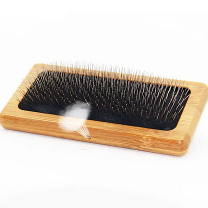 Pet Dog Brush Bamboo Comb Shedding Hair Remove Needle Cat Brush Combs Grooming Tool For Dog Pet Cleaning Supplies Accessories Brownstick