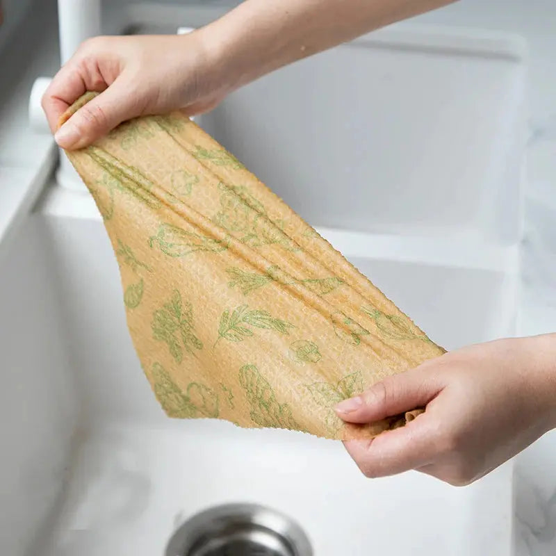 Reusable Bamboo Fiber Paper Towels - Strong Absorbent Wet & Dry Cleaning Cloths Brownstick