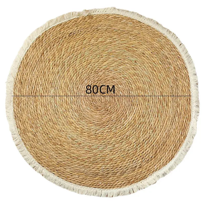 Round Handmade Jute Rugs with Tassels