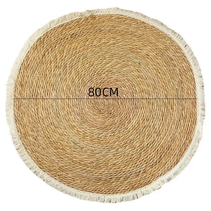 Round Handmade Jute Rugs with Tassels