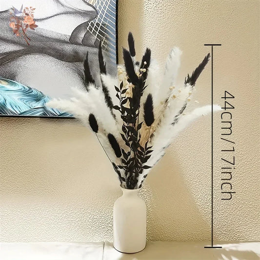 Natural Dried Pampas Grass Bouquet – Elegant Black & White Décor