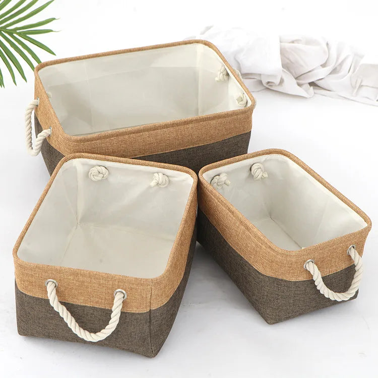 3 PCS Versatile Double-layered Linen Laundry Basket