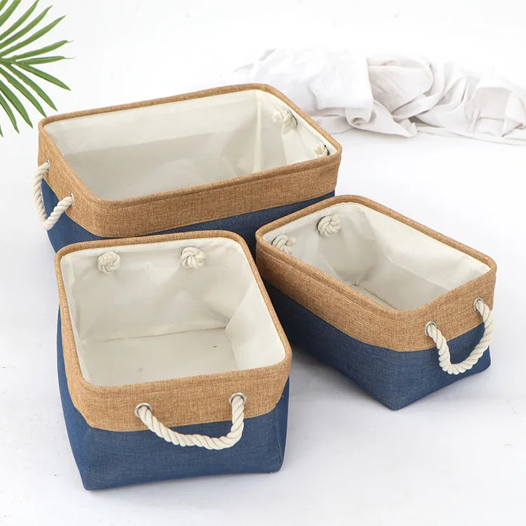 3 PCS Versatile Double-layered Linen Laundry Basket