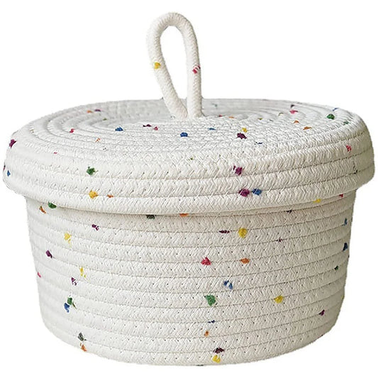 Compact Cotton Rope Storage Basket with Lid