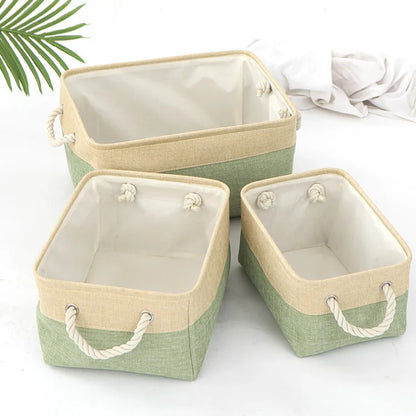 3 PCS Versatile Double-layered Linen Laundry Basket