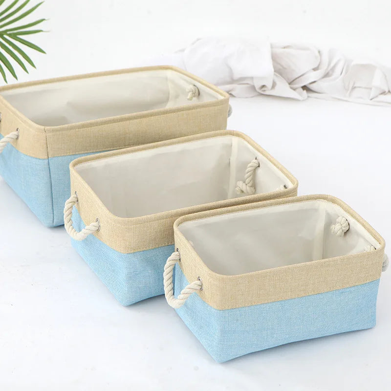 3 PCS Versatile Double-layered Linen Laundry Basket