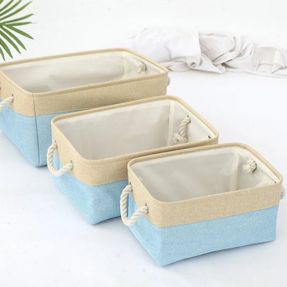 3 PCS Versatile Double-layered Linen Laundry Basket