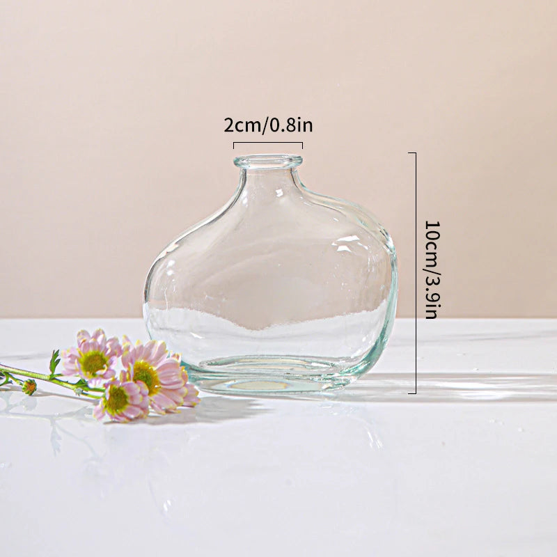 Retro Glass Flower Vase for Home Decoration and Office Desk Ornament