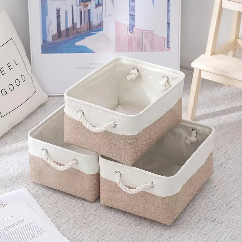 3 PCS Versatile Double-layered Linen Laundry Basket