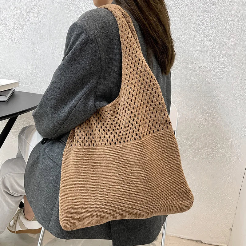 Vintage Hollow Woven Underarm Shoulder Bag for Women