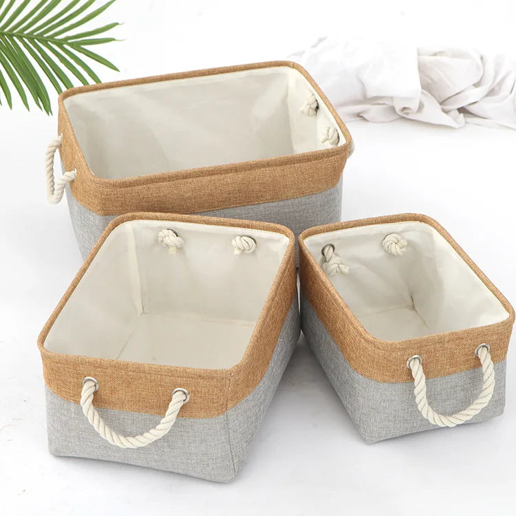 3 PCS Versatile Double-layered Linen Laundry Basket