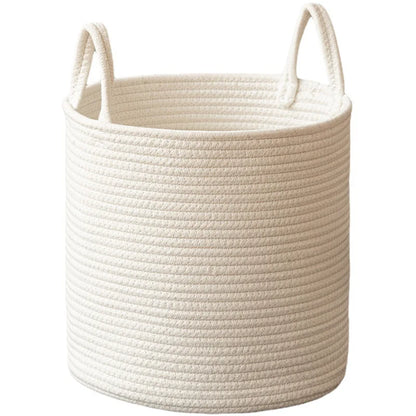 Solid White Cotton Rope Woven Storage Basket