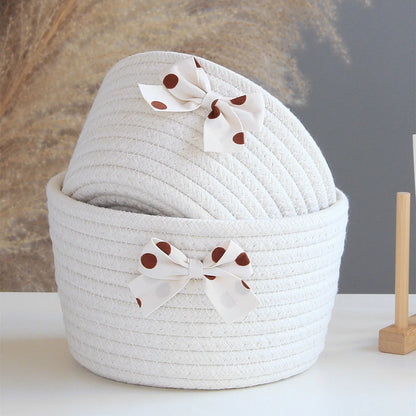 Handmade Bowknot Cotton Rope Storage Baskets