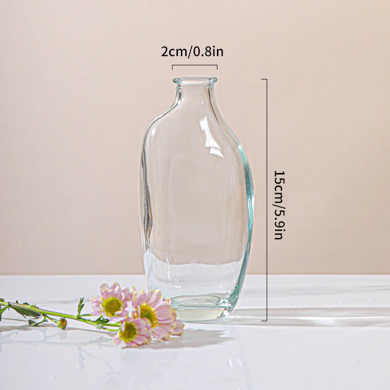 Retro Glass Flower Vase for Home Decoration and Office Desk Ornament