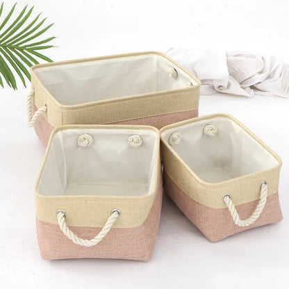 3 PCS Versatile Double-layered Linen Laundry Basket