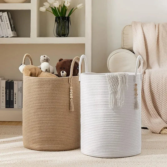 Large Capacity Woven Laundry Basket – 50x38 cm Storage & Organizer