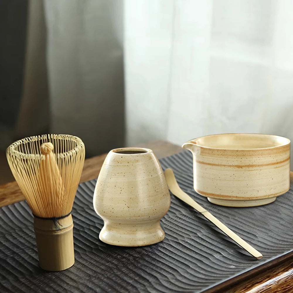 4-Piece Matcha Tea Set - Authentic Bamboo Whisk & Teaspoon 🍵