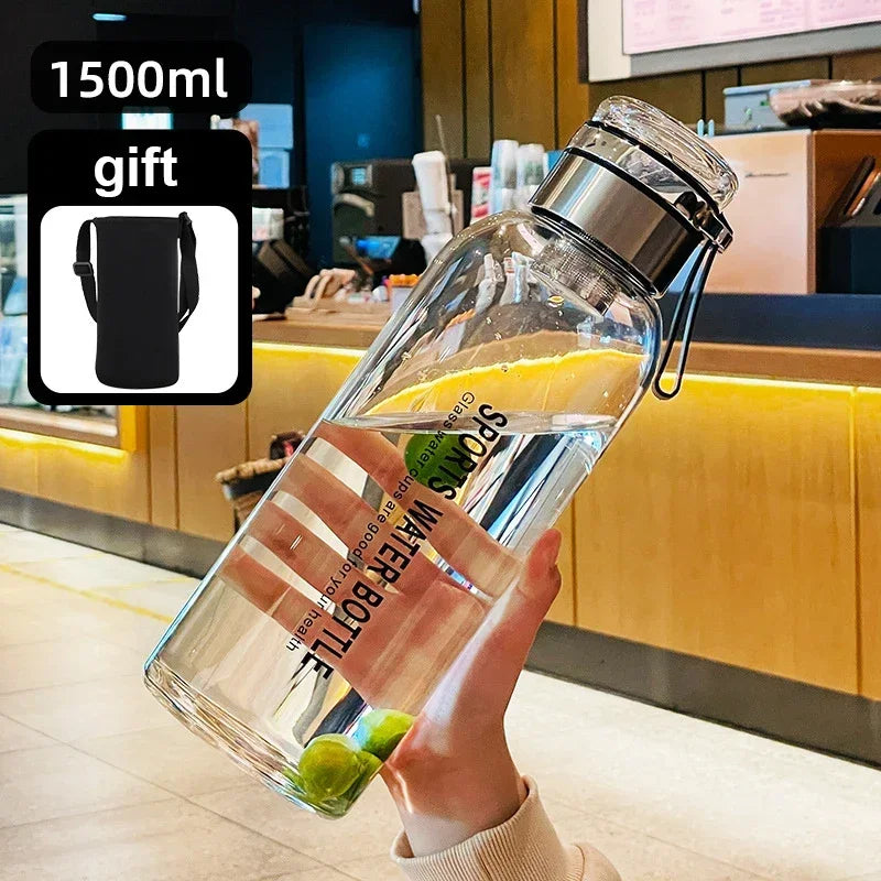 Glass Water Bottle – Transparent, Leakproof Drinkware for Milk, Juice, Tea | Outdoor Portable Cup