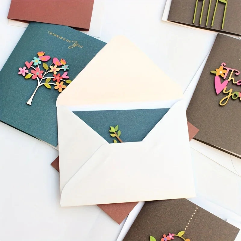 Universal Retro Wood Carving Patch Card Set – Mini Blessing Greeting Cards with Envelopes