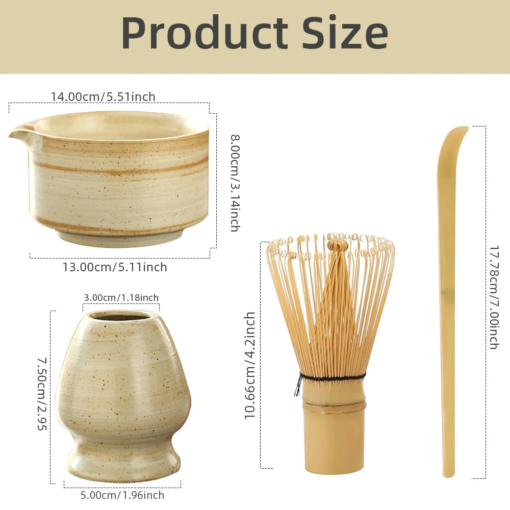 4-Piece Matcha Tea Set - Authentic Bamboo Whisk & Teaspoon 🍵