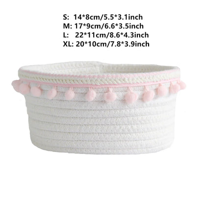 4-Piece Cotton Rope Storage Basket Set – Tasseled, Multipurpose Organizers